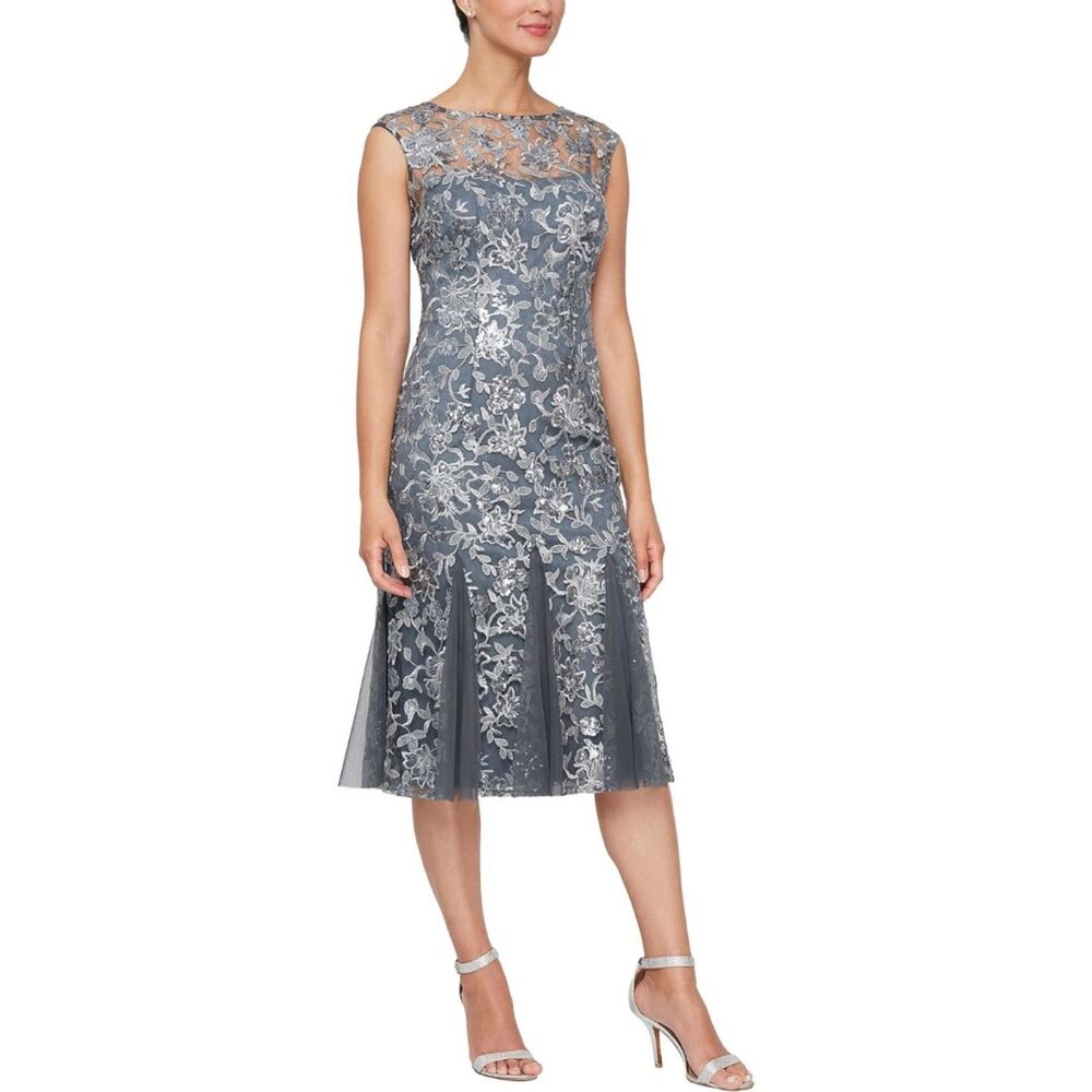 Alex Evenings Women's Short Embroidered Dresses, 14